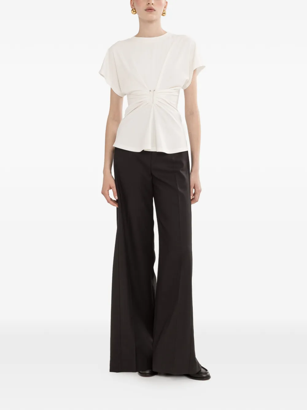 NISSA wide-leg linen trousers - Nero