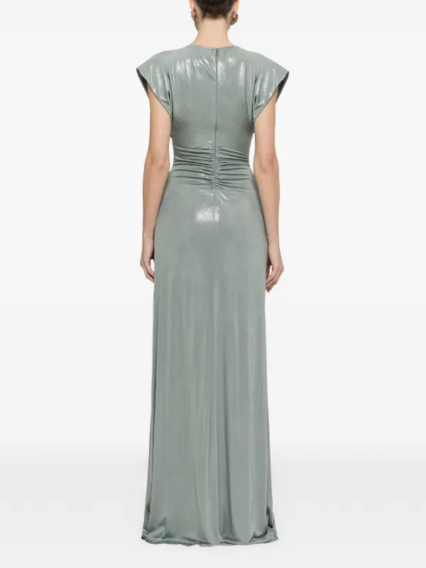 metallic green maxi dress METALLIC STRIPED CHIFFON MAXI DRESS IN GREEN | CULT MIA