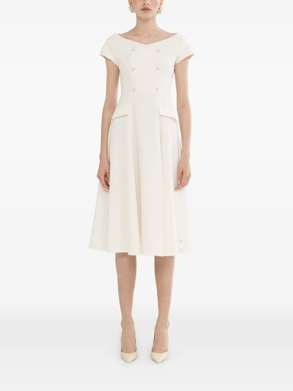 NISSA A-line button dress - Bianco