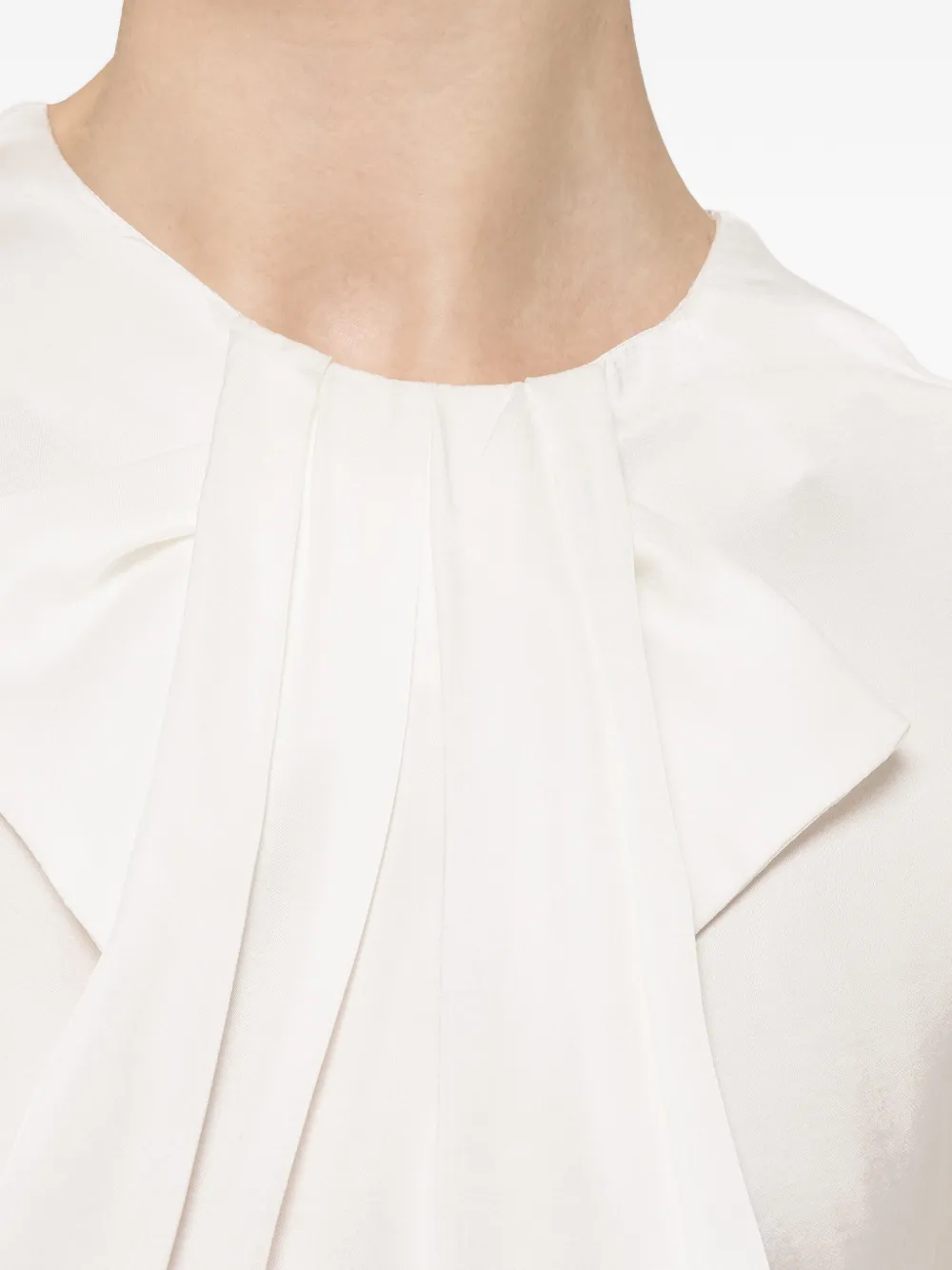 NISSA Viscose top met geplooid detail Wit