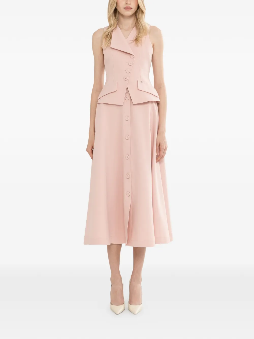 NISSA button detail midi skirt - Rosa