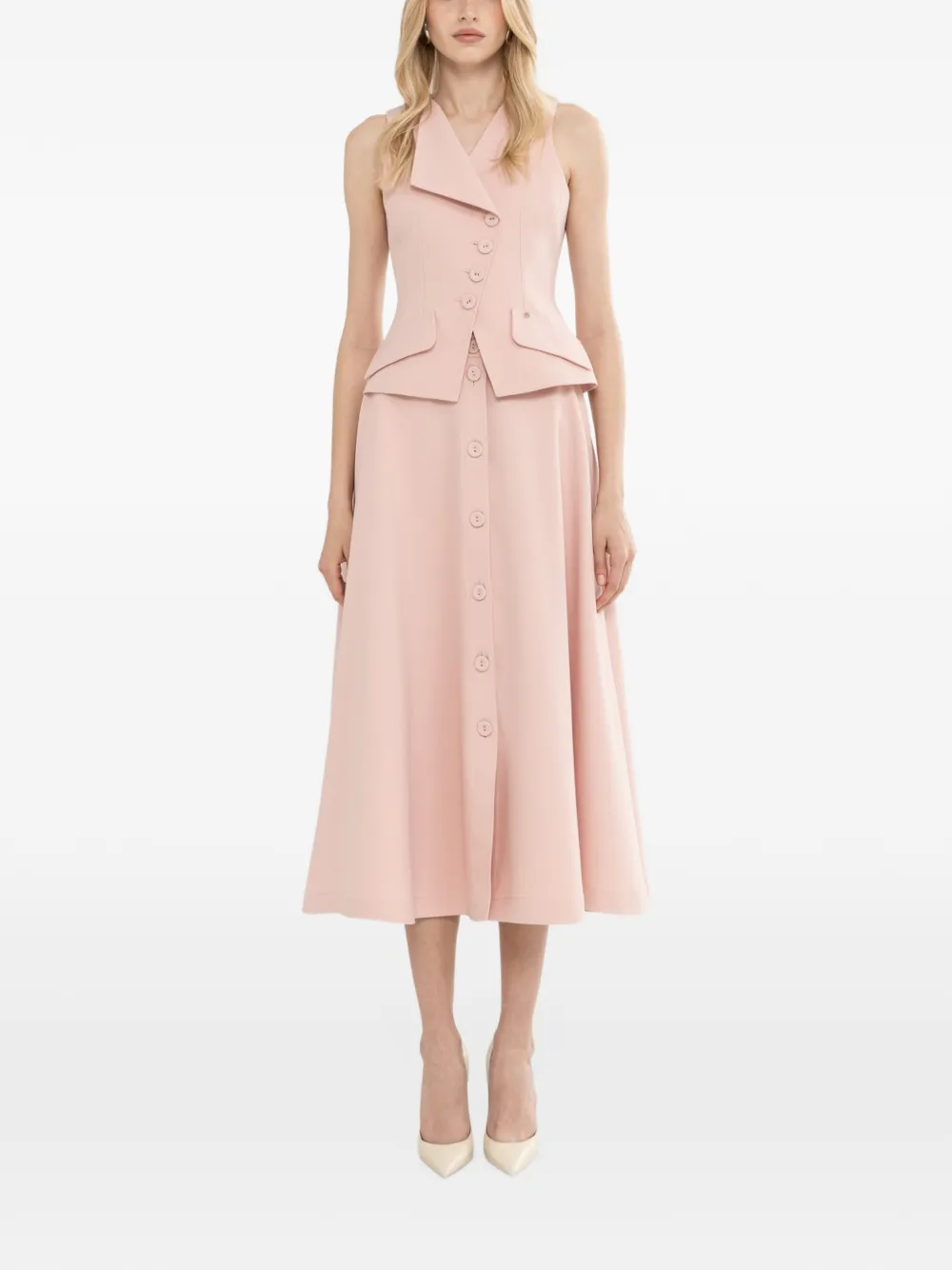 NISSA button detail midi skirt - Rosa