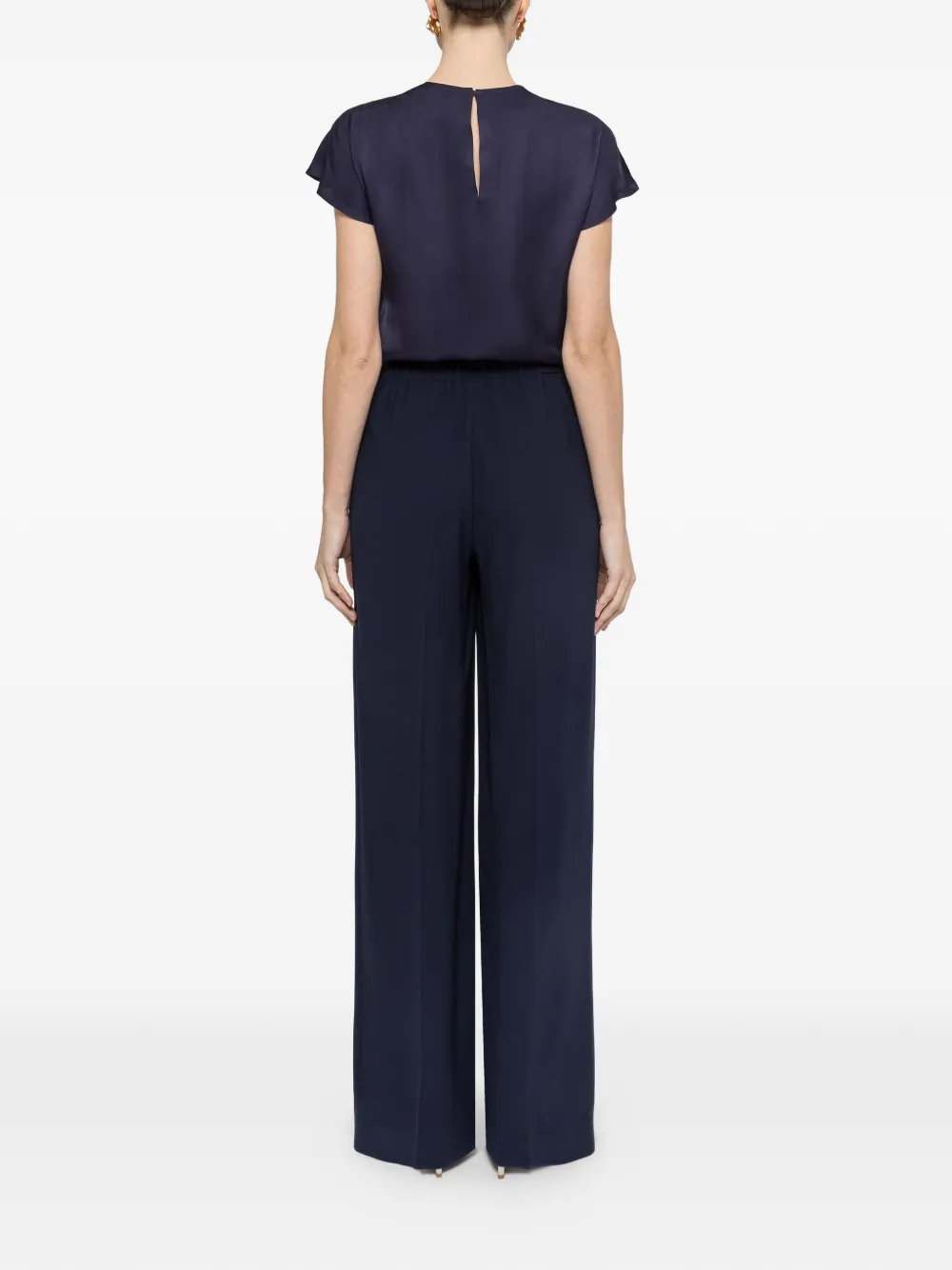 NISSA Viscose top met geplooid detail Blauw