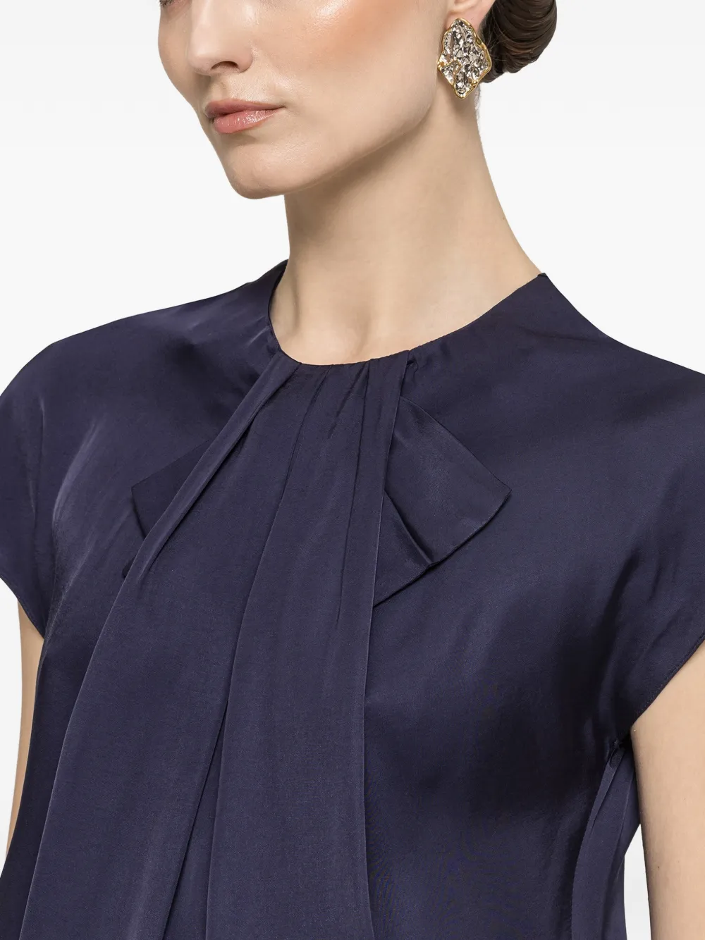 NISSA Viscose top met geplooid detail Blauw