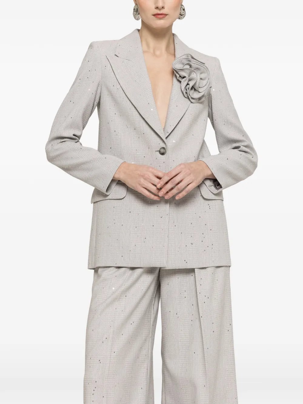 NISSA floral detail blazer - Grigio