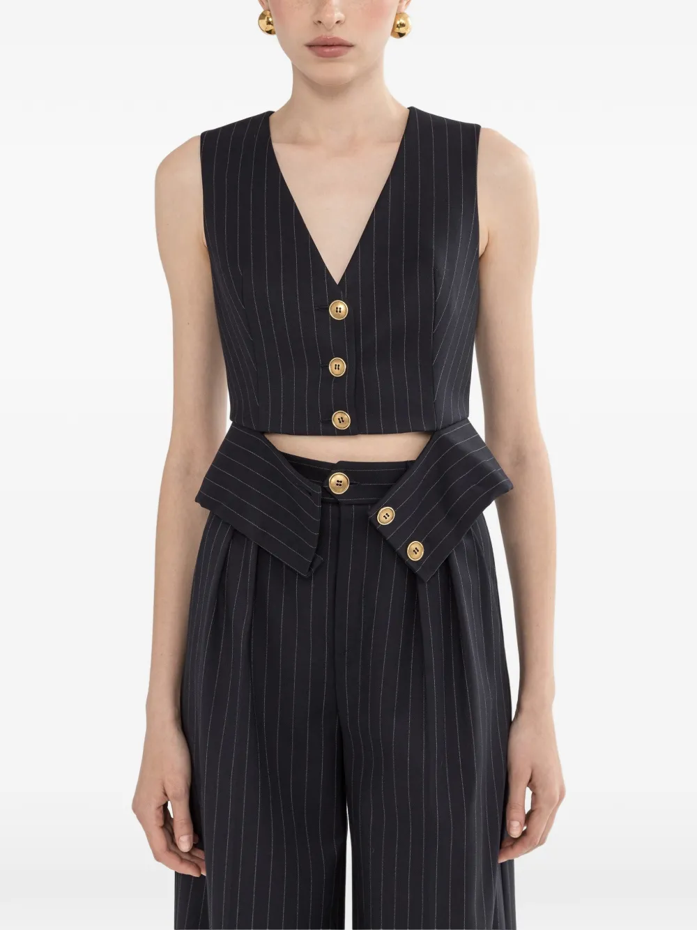 NISSA single-breasted pinstripe waistcoat - Blau