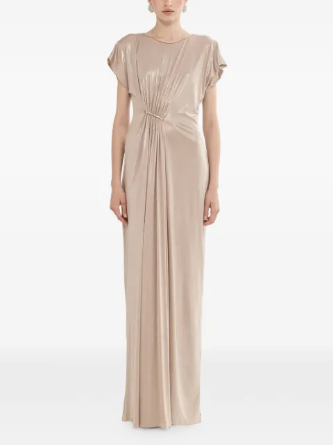NISSA ruched metallic maxi dress