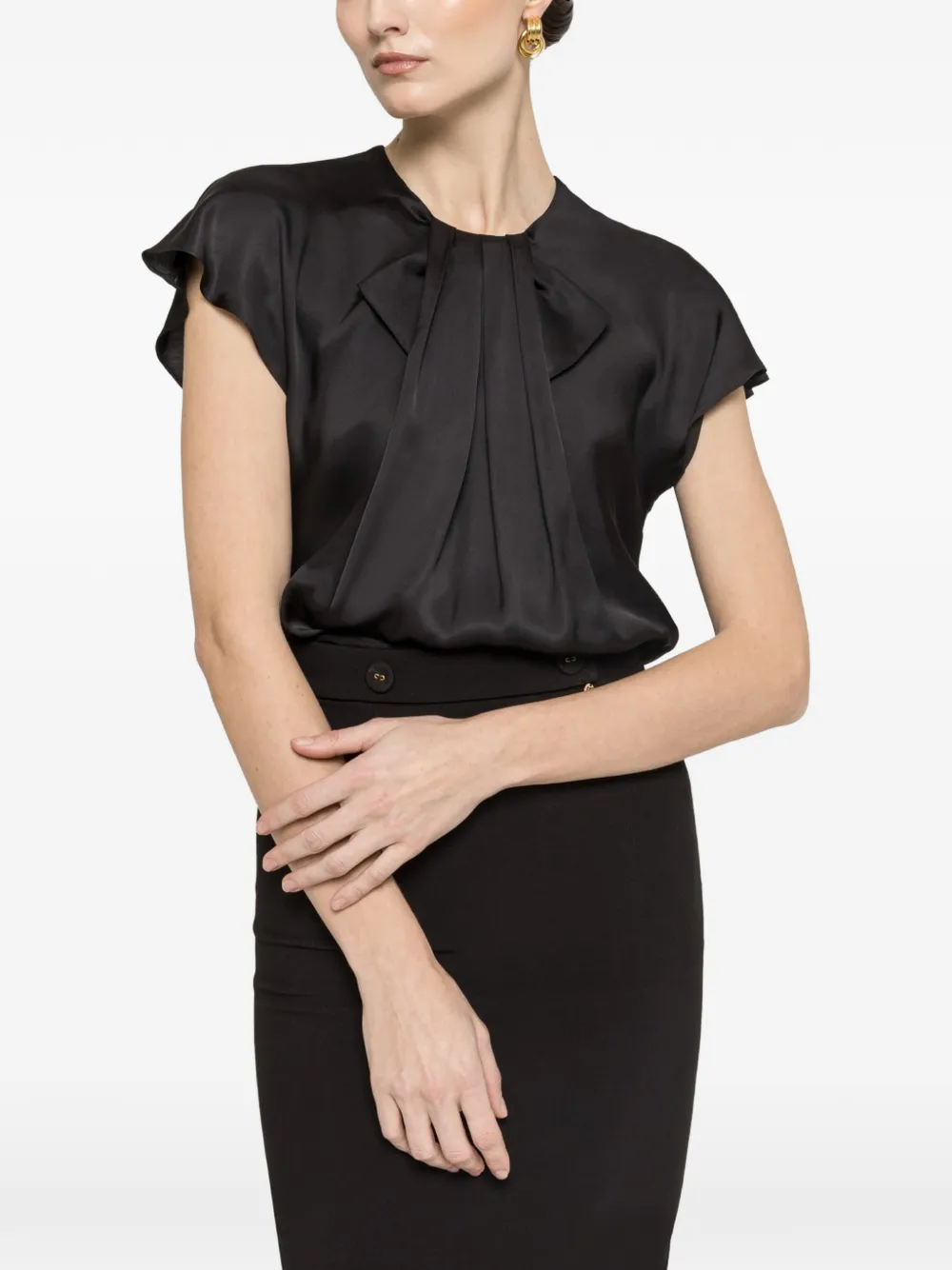NISSA pleat detail top - Nero