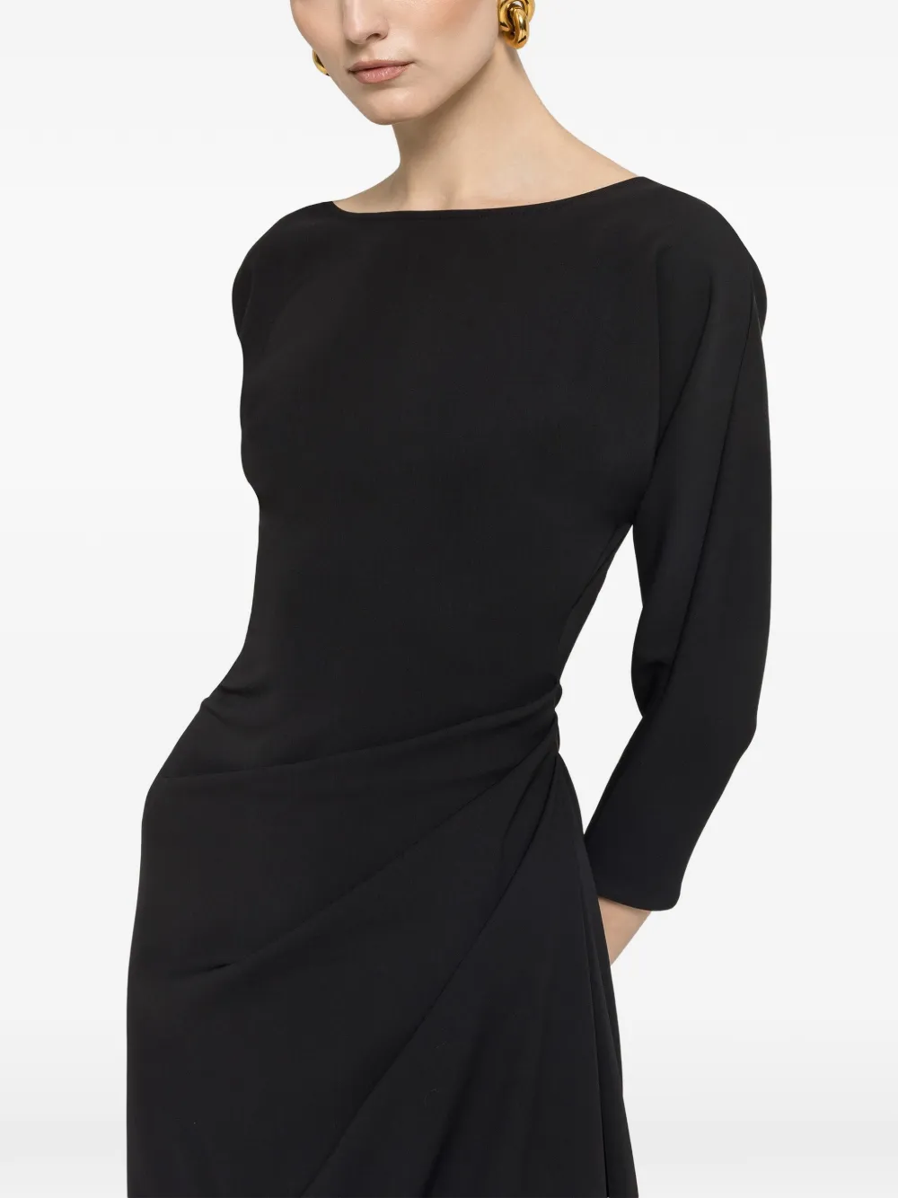 NISSA pleat midi dress - Nero