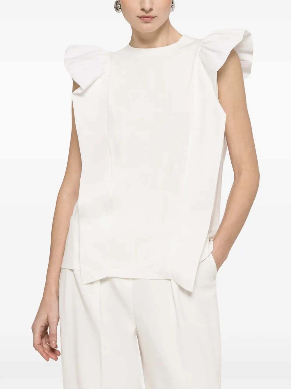 NISSA ruffled top - Bianco