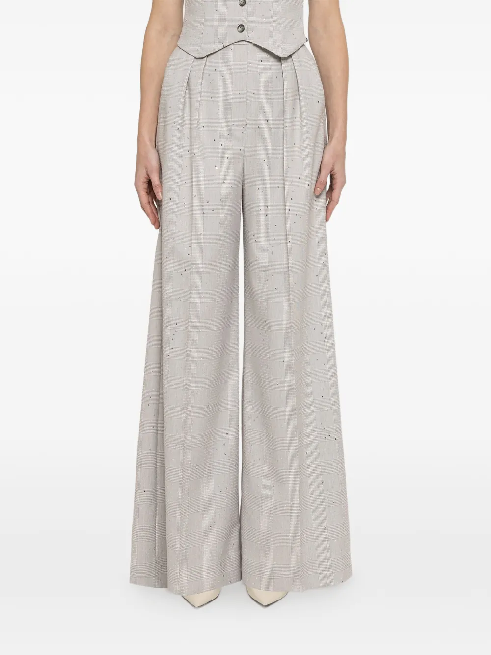 NISSA embellished wide-leg palazzo pants - Grigio