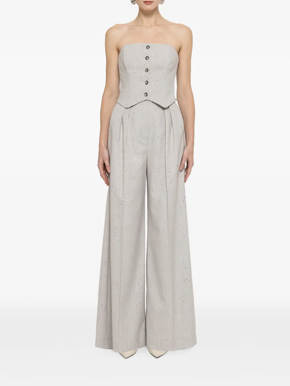 NISSA embellished wide-leg palazzo pants - Grigio