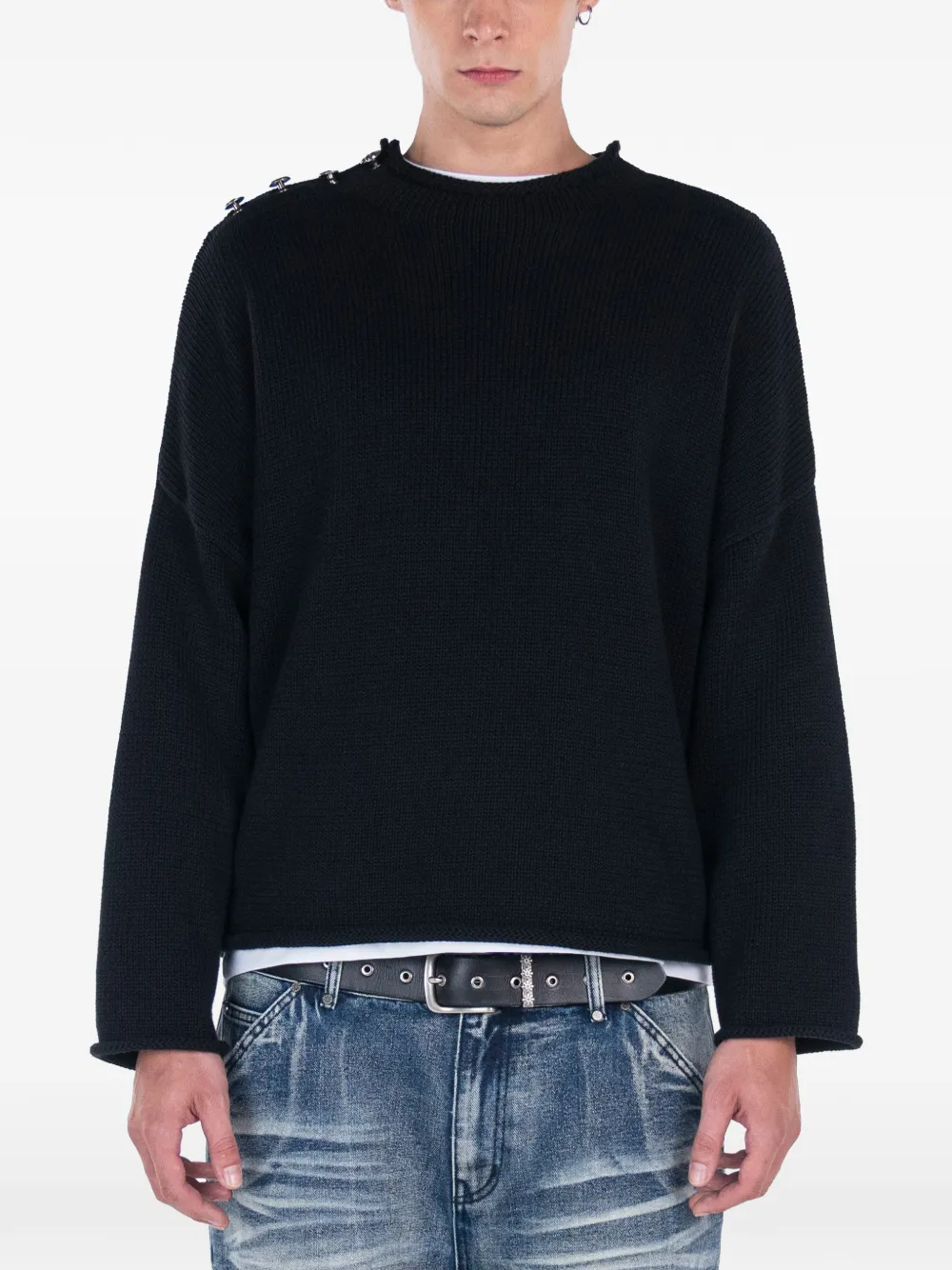  Protémoa Buttoned-shoulder Sweater - Black 