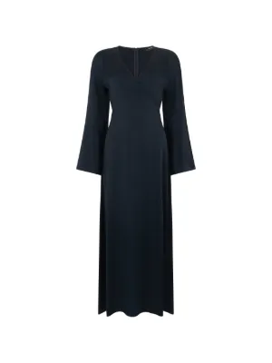 049051 ISSEY MIYAKE PLEATS PLEASE 長袖 Pleats Please Issey Miyake Pleated long-sleeve Midi Dress | Blue