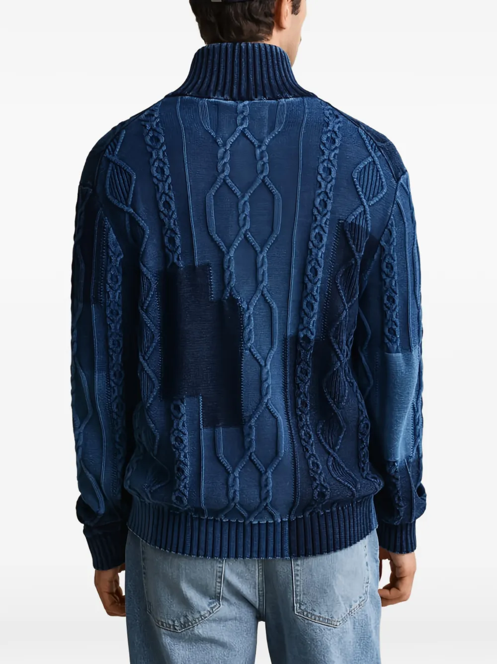 Gant Kabelgebreid vest met patchwork Blauw