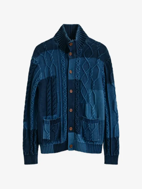Gant cárdigan en tejido de ochos con diseño patchwork