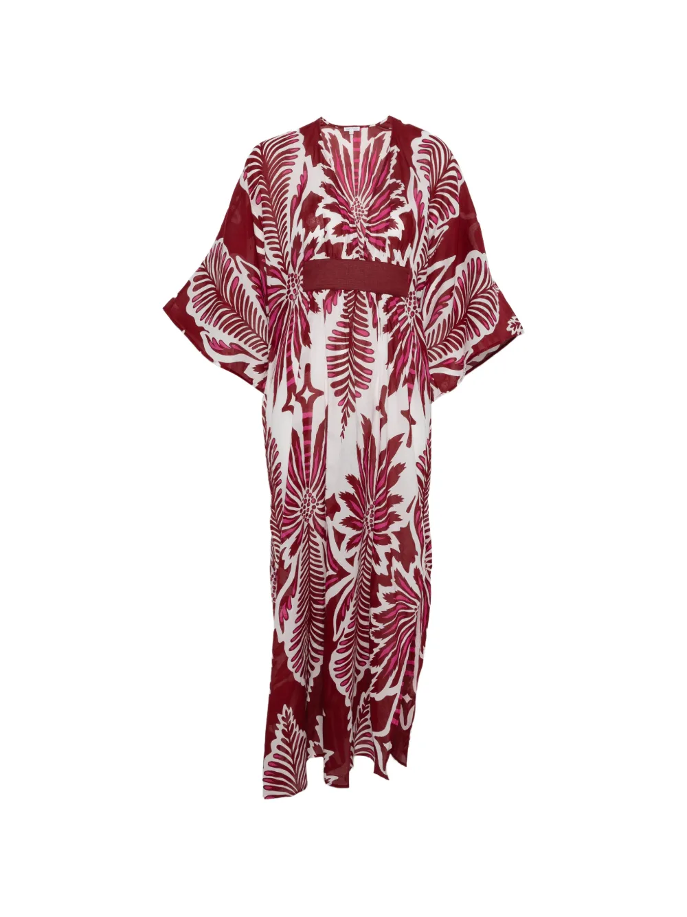 Poupette St Barth V-neck floral-print beach midi dress - Rot