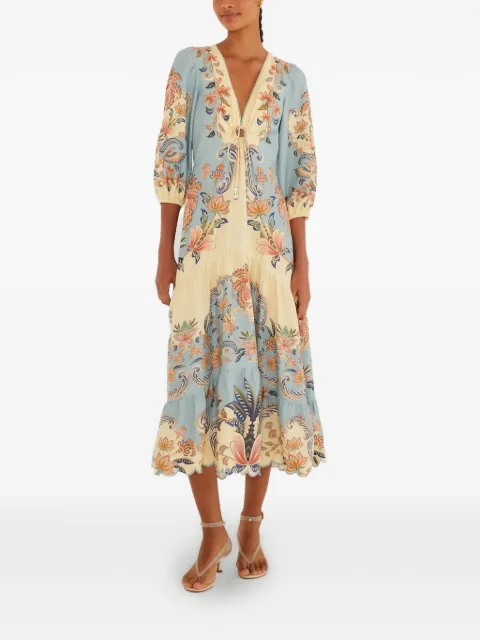 FARM Rio V-neck floral midi dress