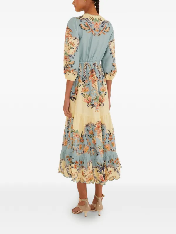 FARM Rio V-neck Floral Midi Dress | Blue | FARFETCH FARM Rio V-neck Floral Midi Dress | Blue | FARFETCH