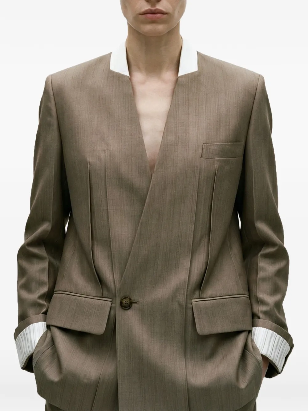 Victoria Beckham Blazer met V-hals Beige