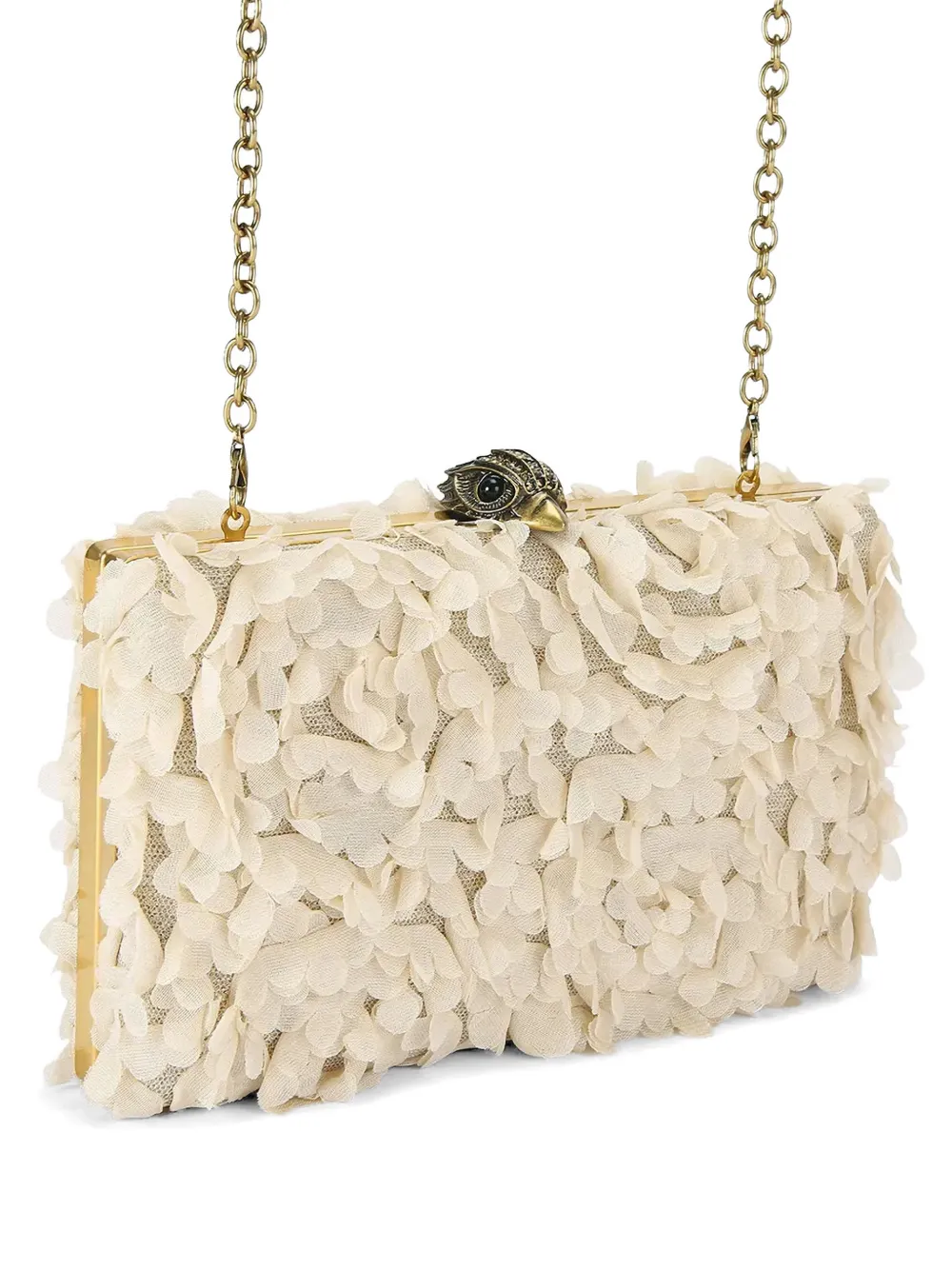  Kurt Geiger London Floral Appliqué Eagle Head Clutch Bag - Neutrals 