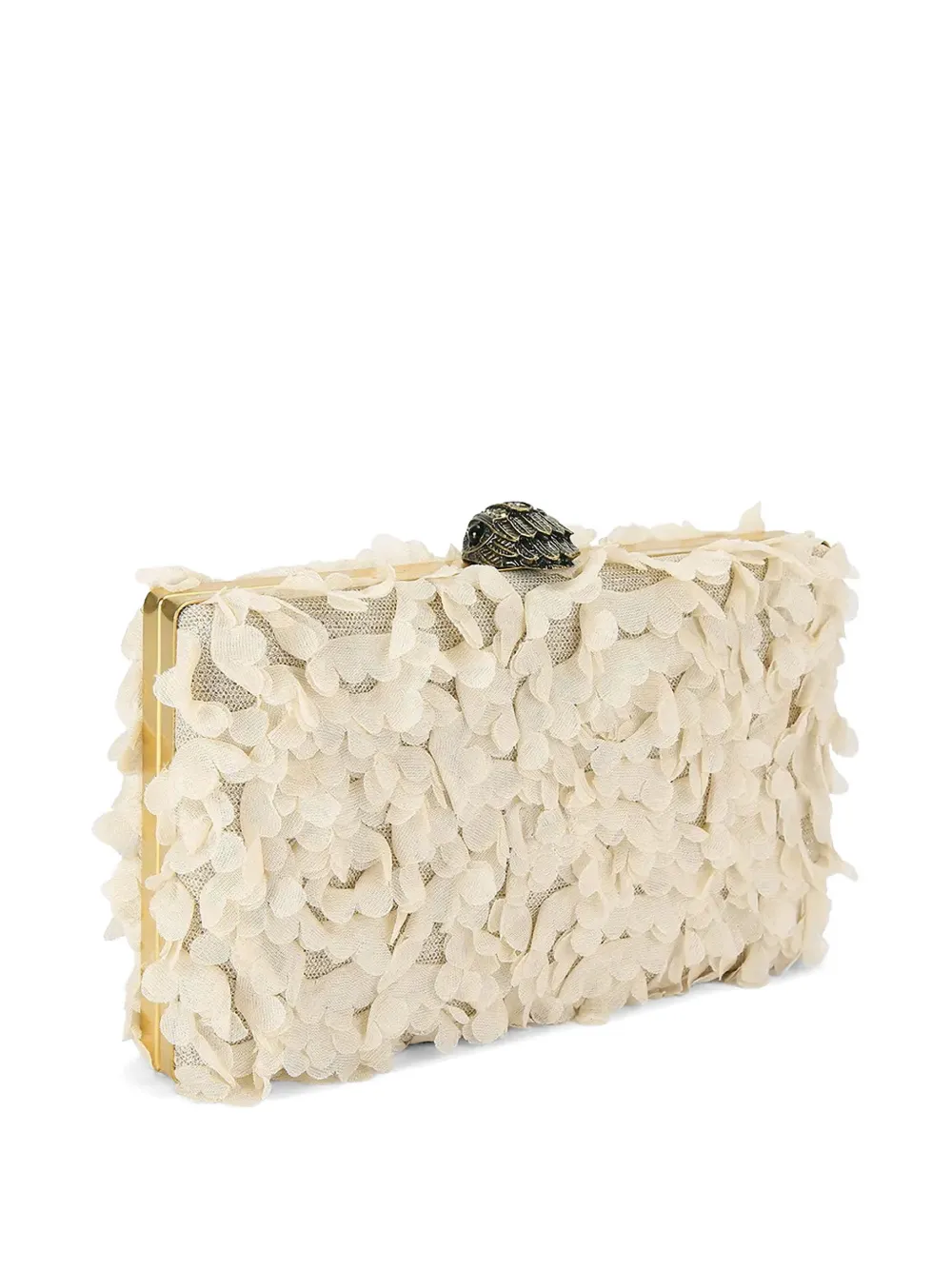  Kurt Geiger London Floral Appliqué Eagle Head Clutch Bag - Neutrals 