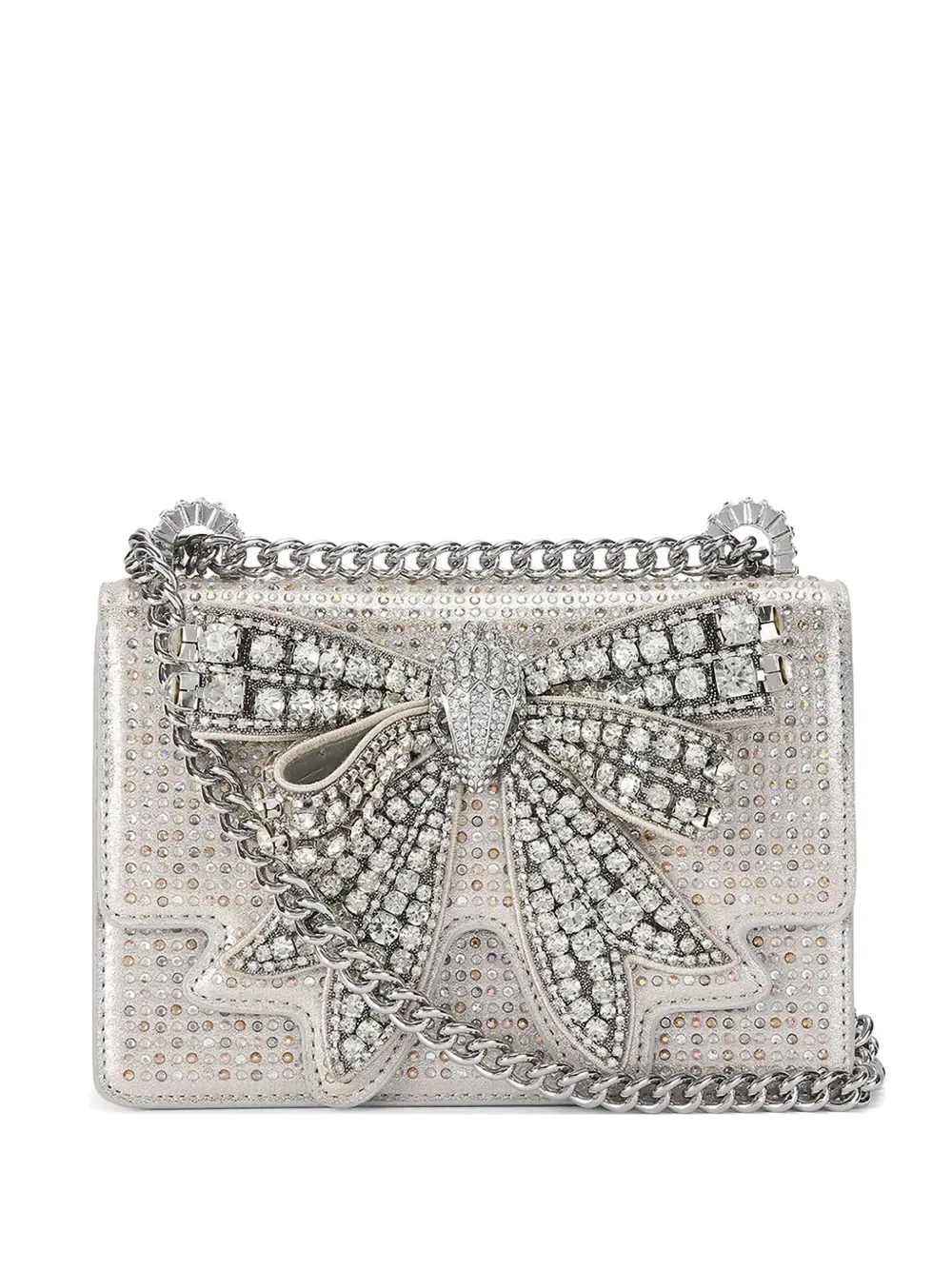 Kurt Geiger London rhinestone bow satchel - Argento