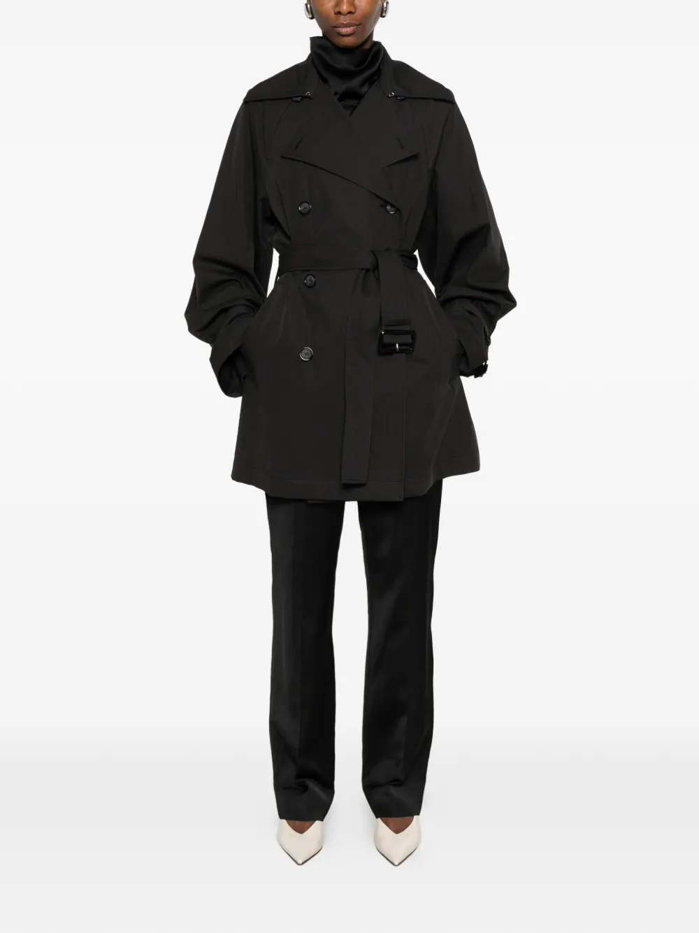 TOTEME Katoenen trenchcoat met verwassen effect Zwart