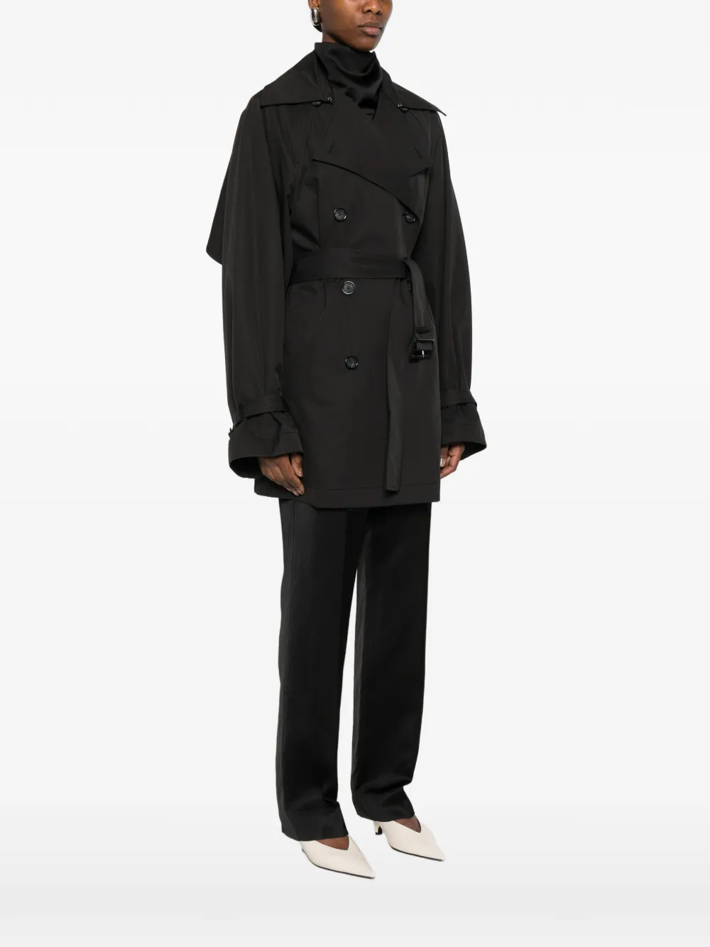 TOTEME Katoenen trenchcoat met verwassen effect Zwart