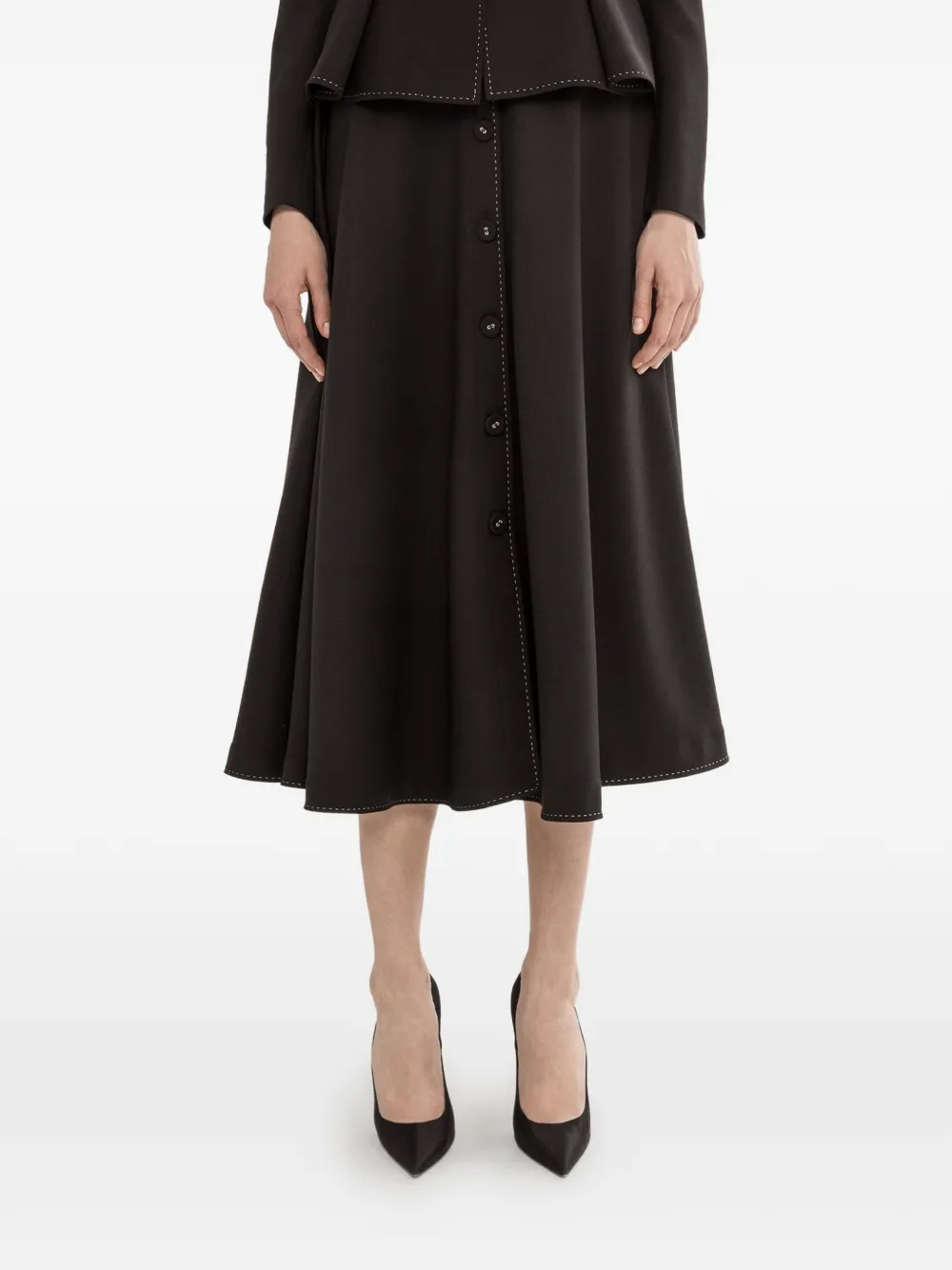 NISSA Gonna midi con bottoni - Nero