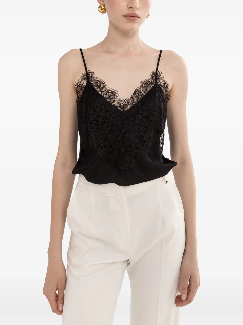 NISSA lace panel blouse - Nero