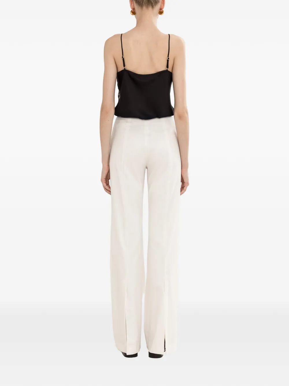 NISSA Viscose top met kanten vlak Zwart