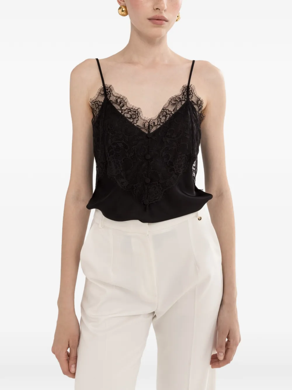 NISSA lace panel blouse - Nero
