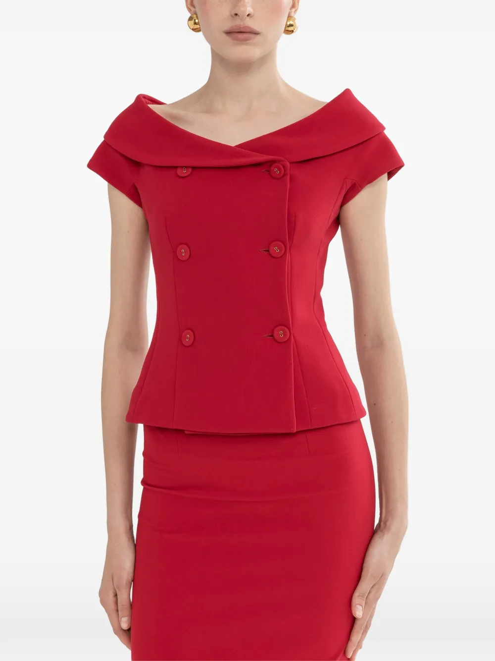 NISSA off-shoulder fitted blazer - Rosso