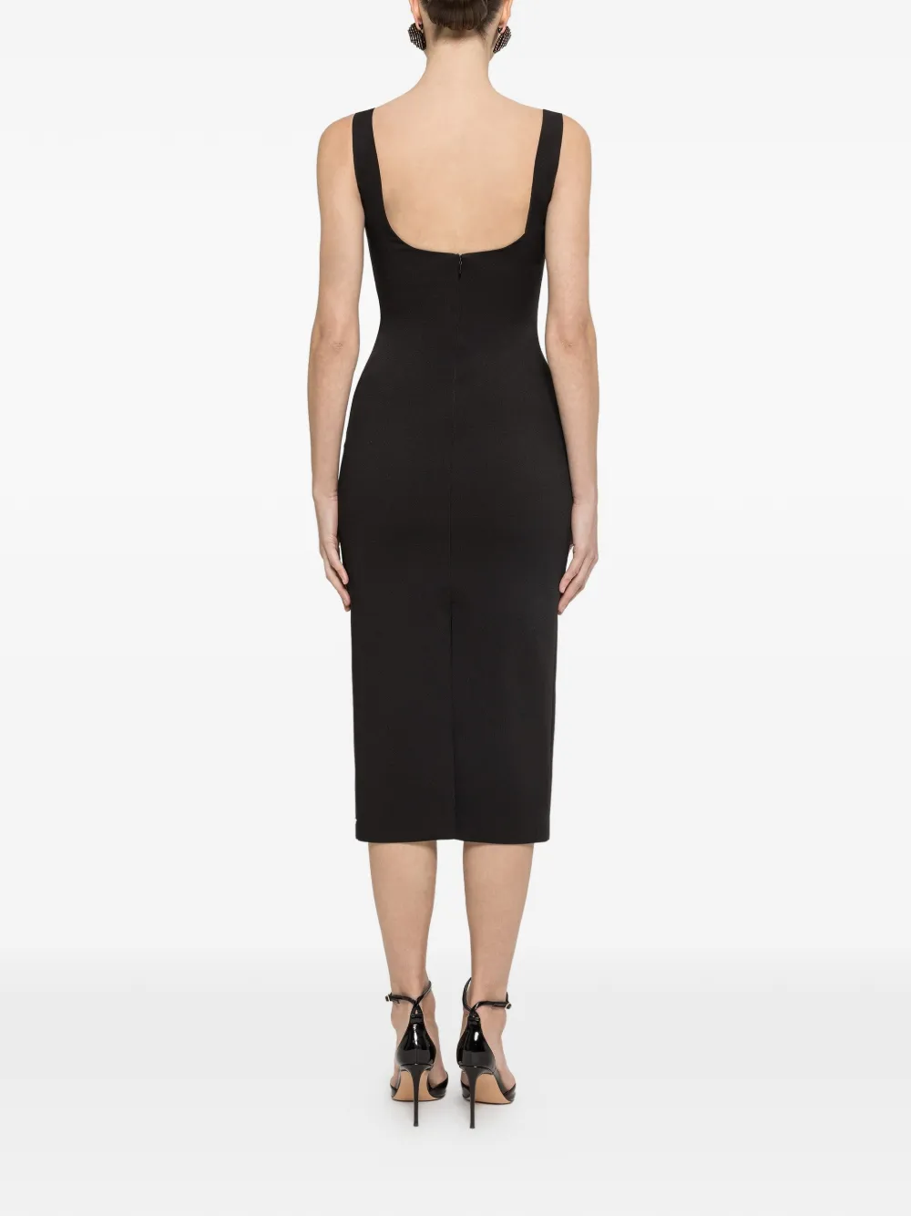 NISSA Midi-jurk met pailletten en kant Zwart