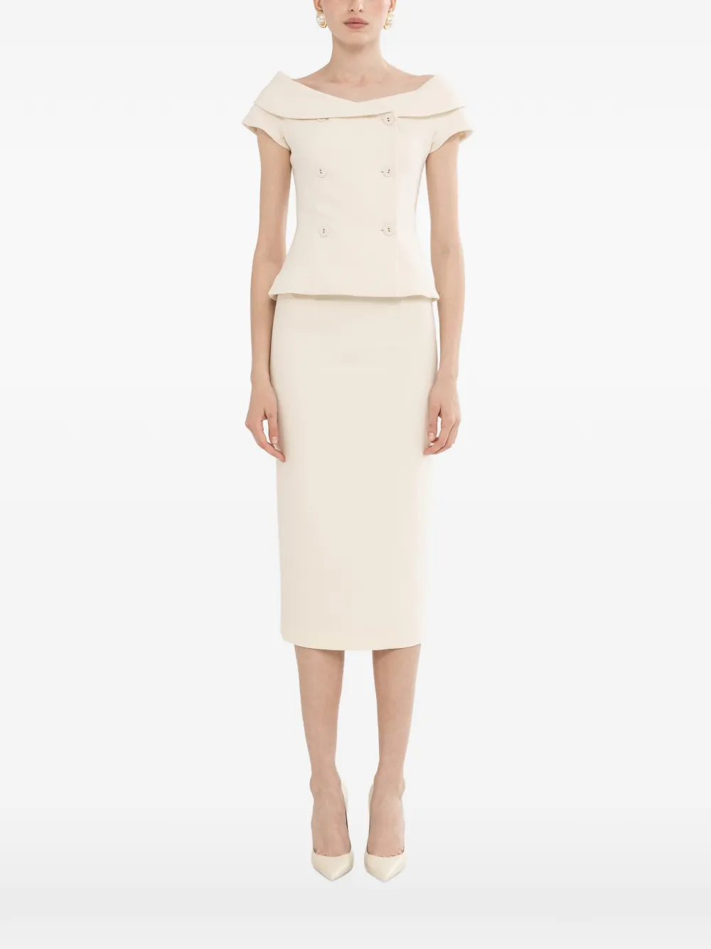 NISSA off-shoulder fitted blazer - Toni neutri