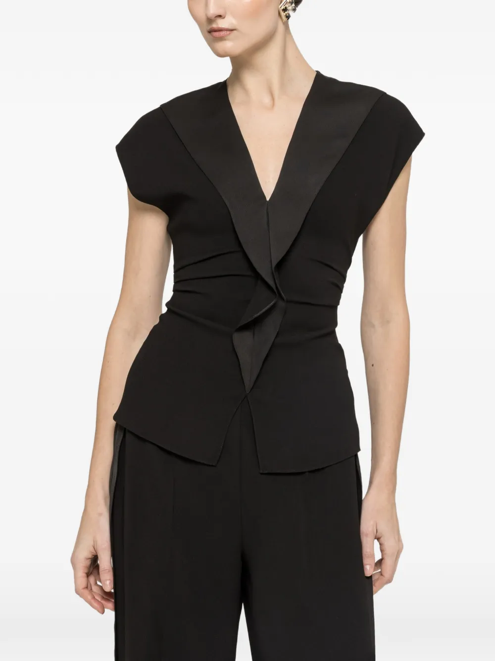 NISSA ruffled crepe blouse - Nero