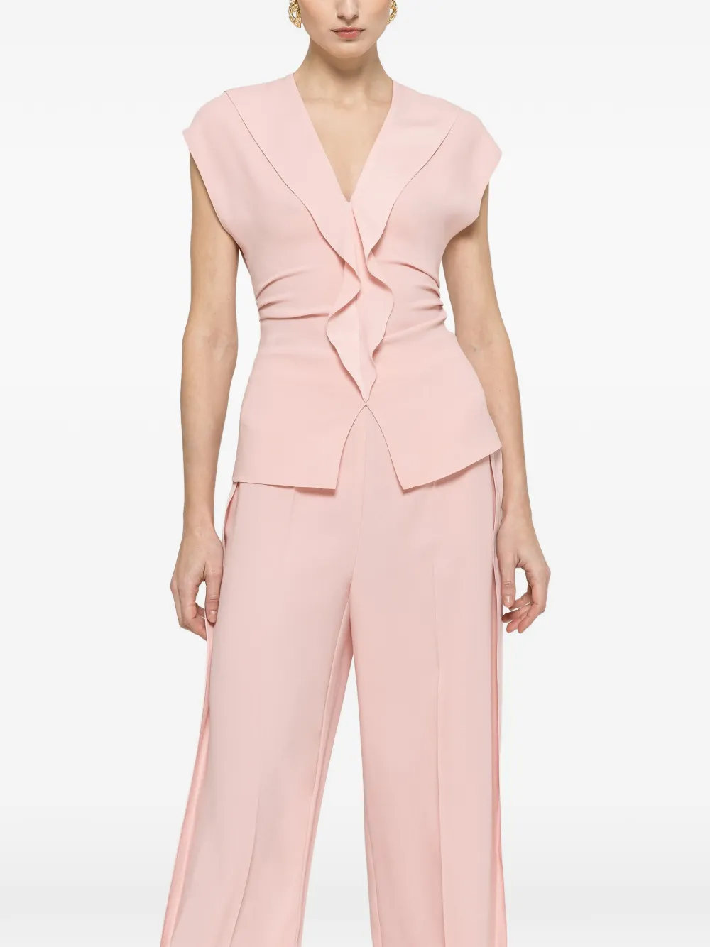 NISSA ruffled crepe top - Rosa