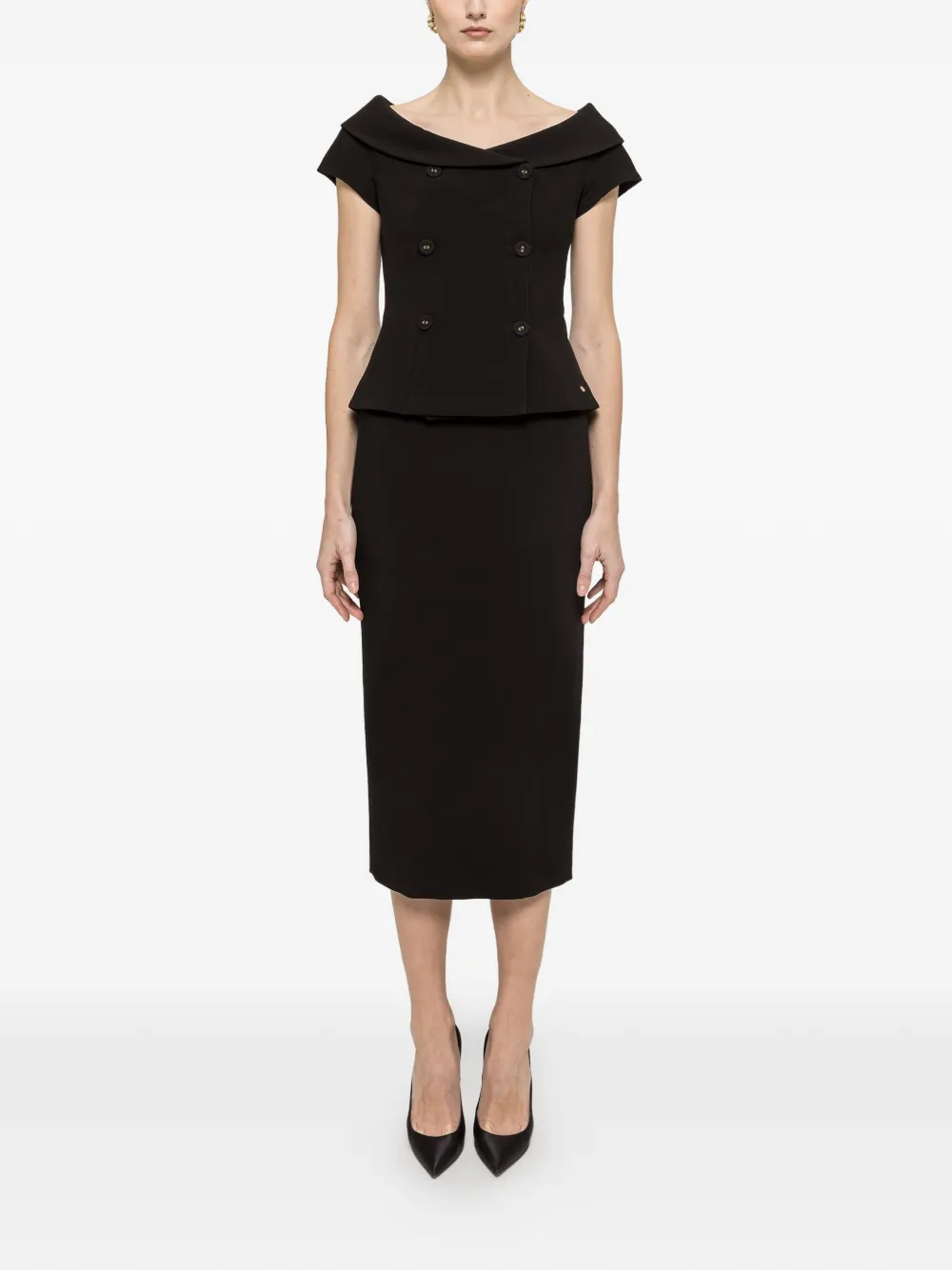  Nissa Off-shoulder Fitted Blouse - Black 