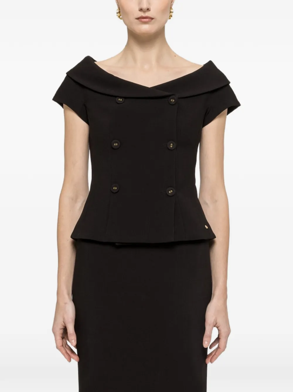 NISSA off-shoulder fitted blouse - Nero