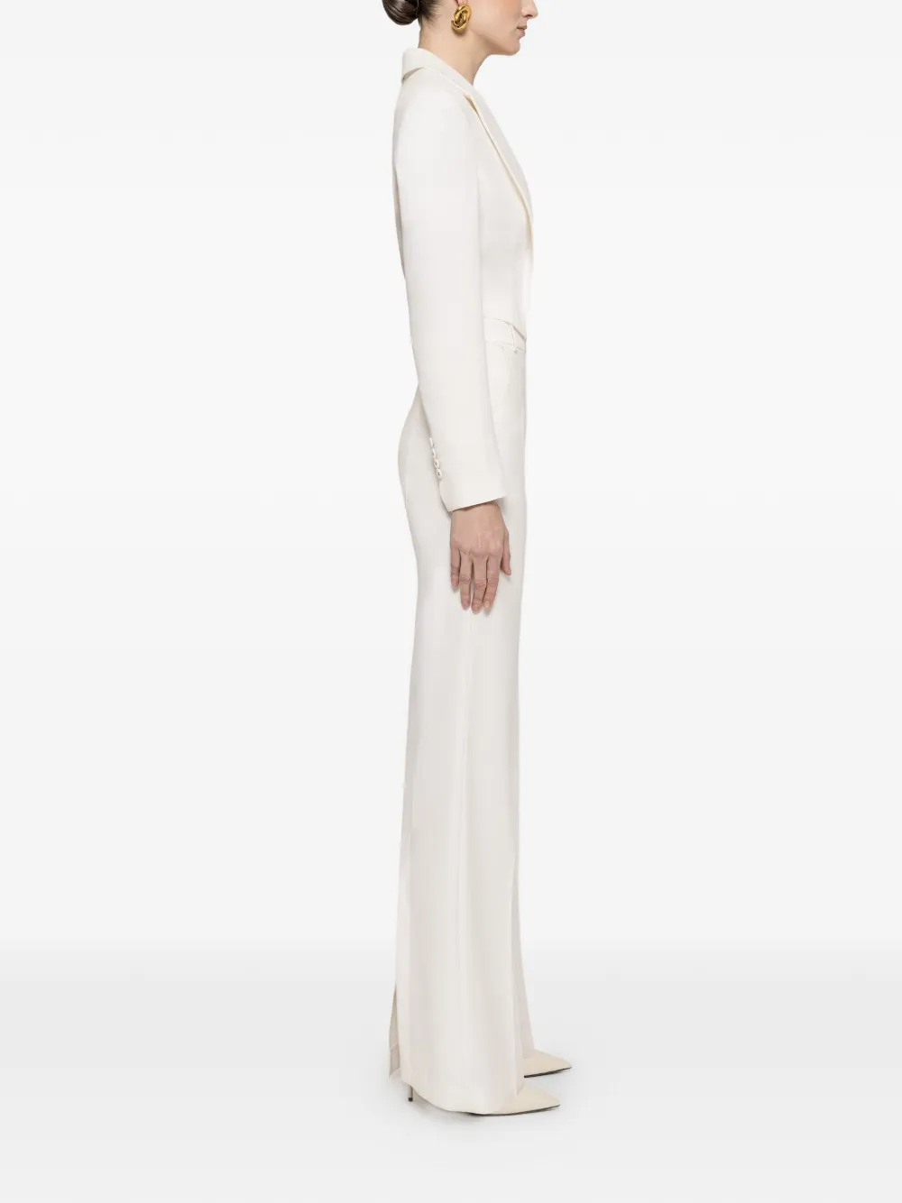  Nissa Button Cropped Blazer - White 