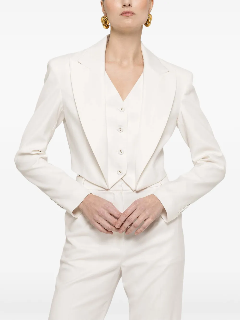 NISSA button cropped blazer - Bianco