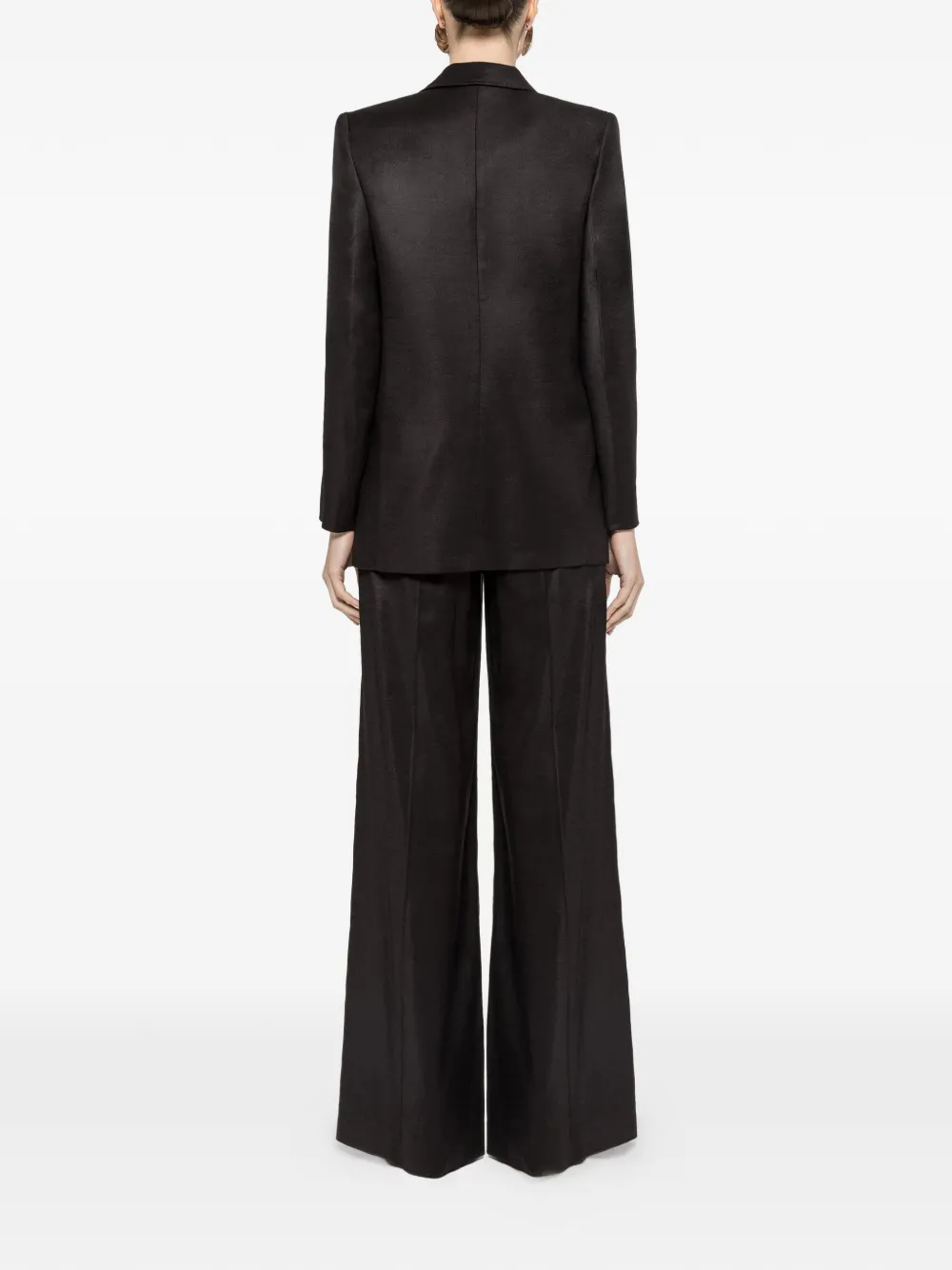 NISSA Linnen blazer met enkele rij knopen Zwart