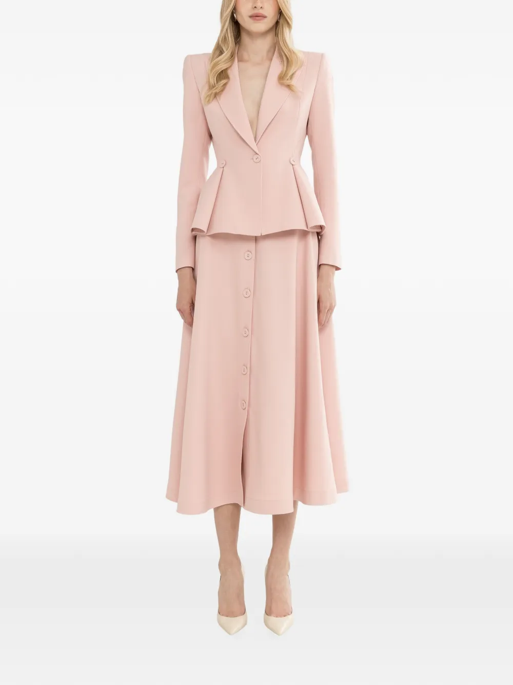  Nissa Button Single-breasted Blazer - Pink 