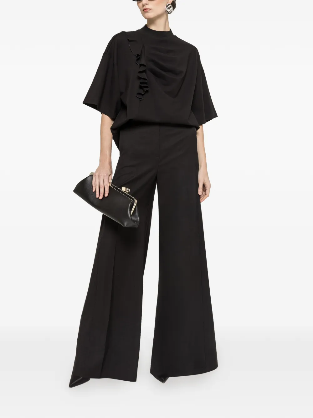  Nissa Ruffled Oversized Top - Black 