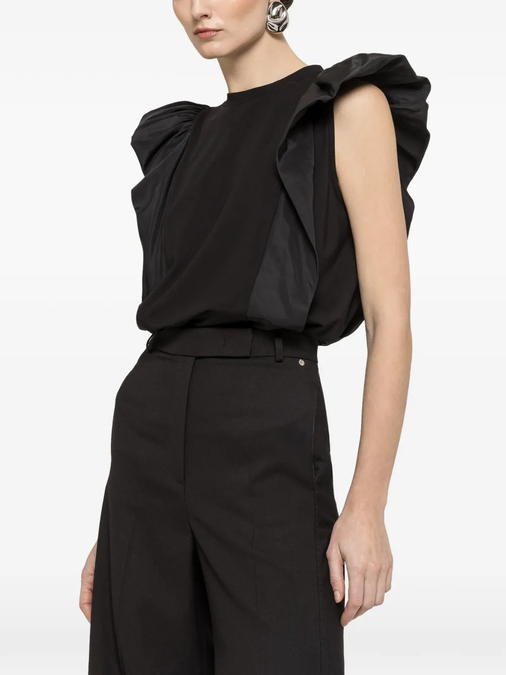 NISSA ruffled top - Nero