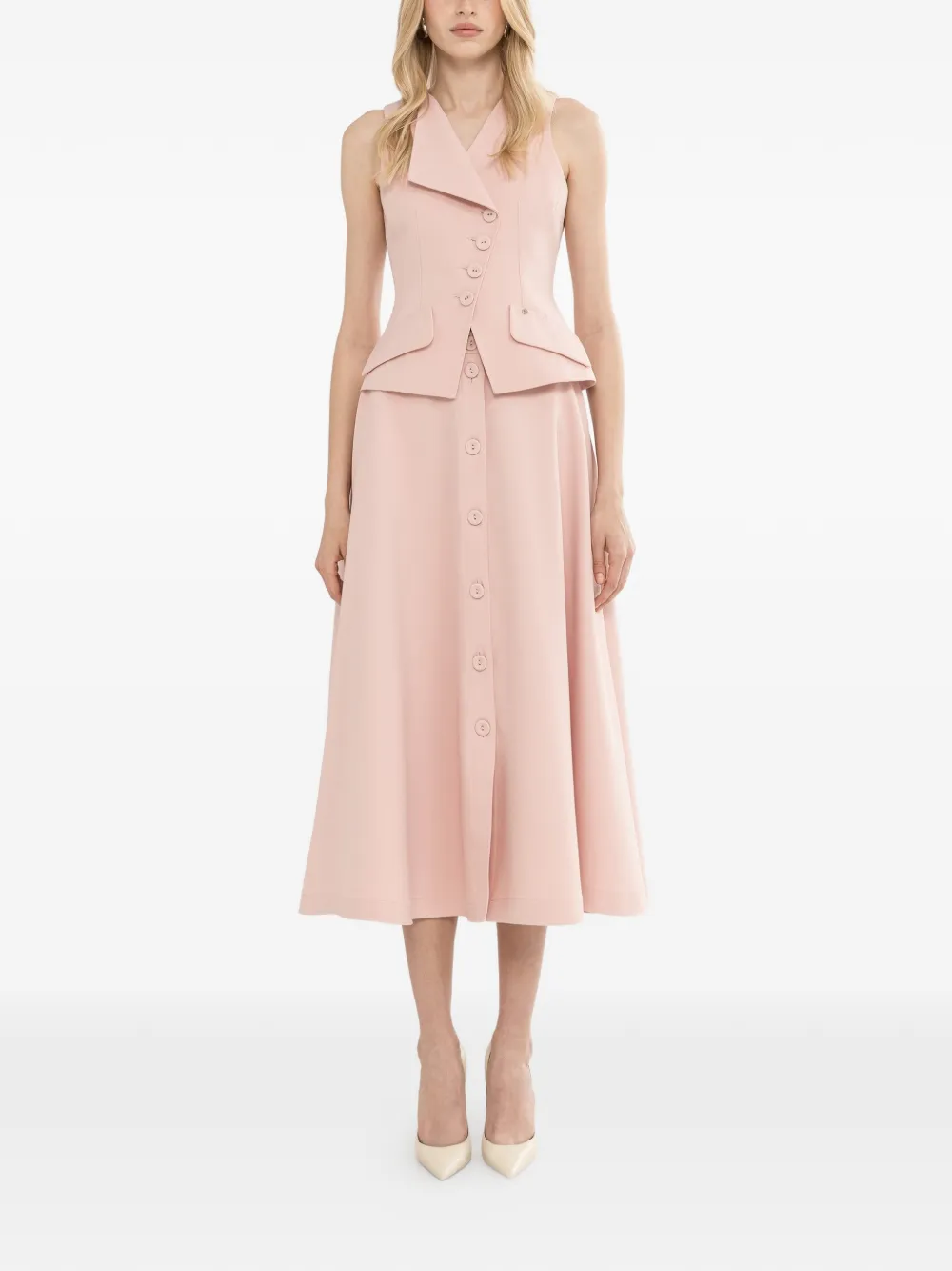  Nissa Button Tailored Vest - Pink 