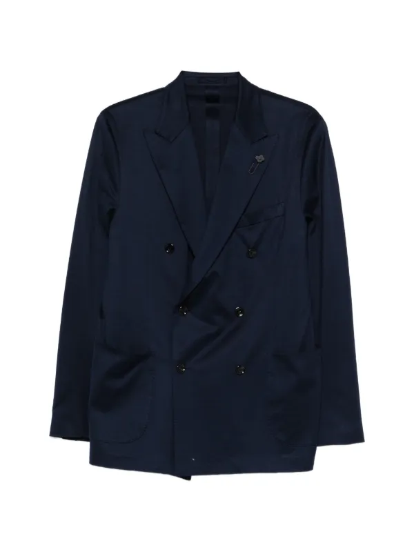 Lardini Double-breasted Jacket in Blue
