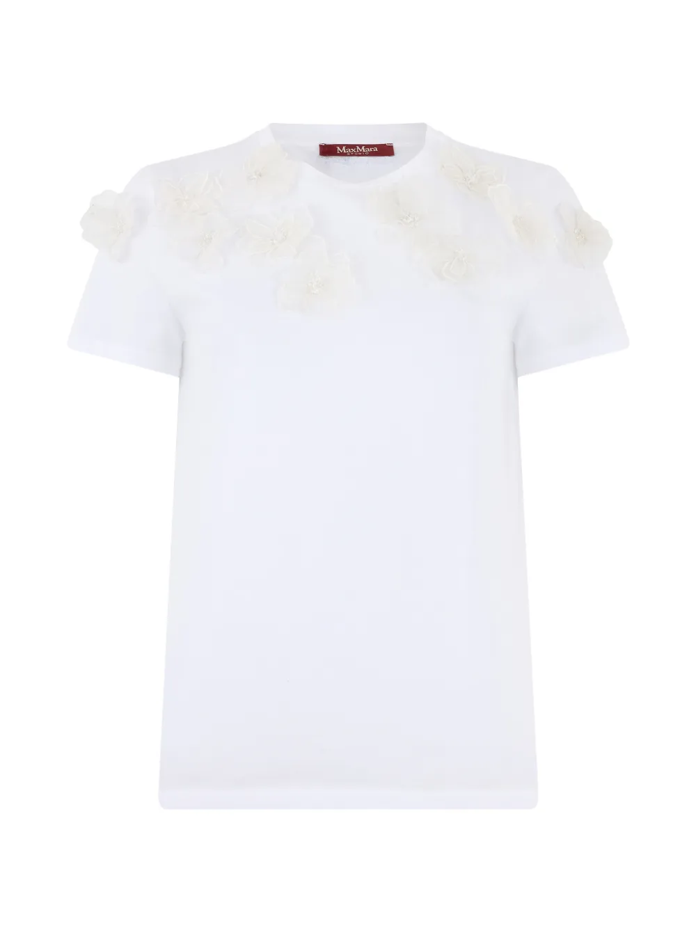 Max Mara flower-appliqué T-shirt - Weiß