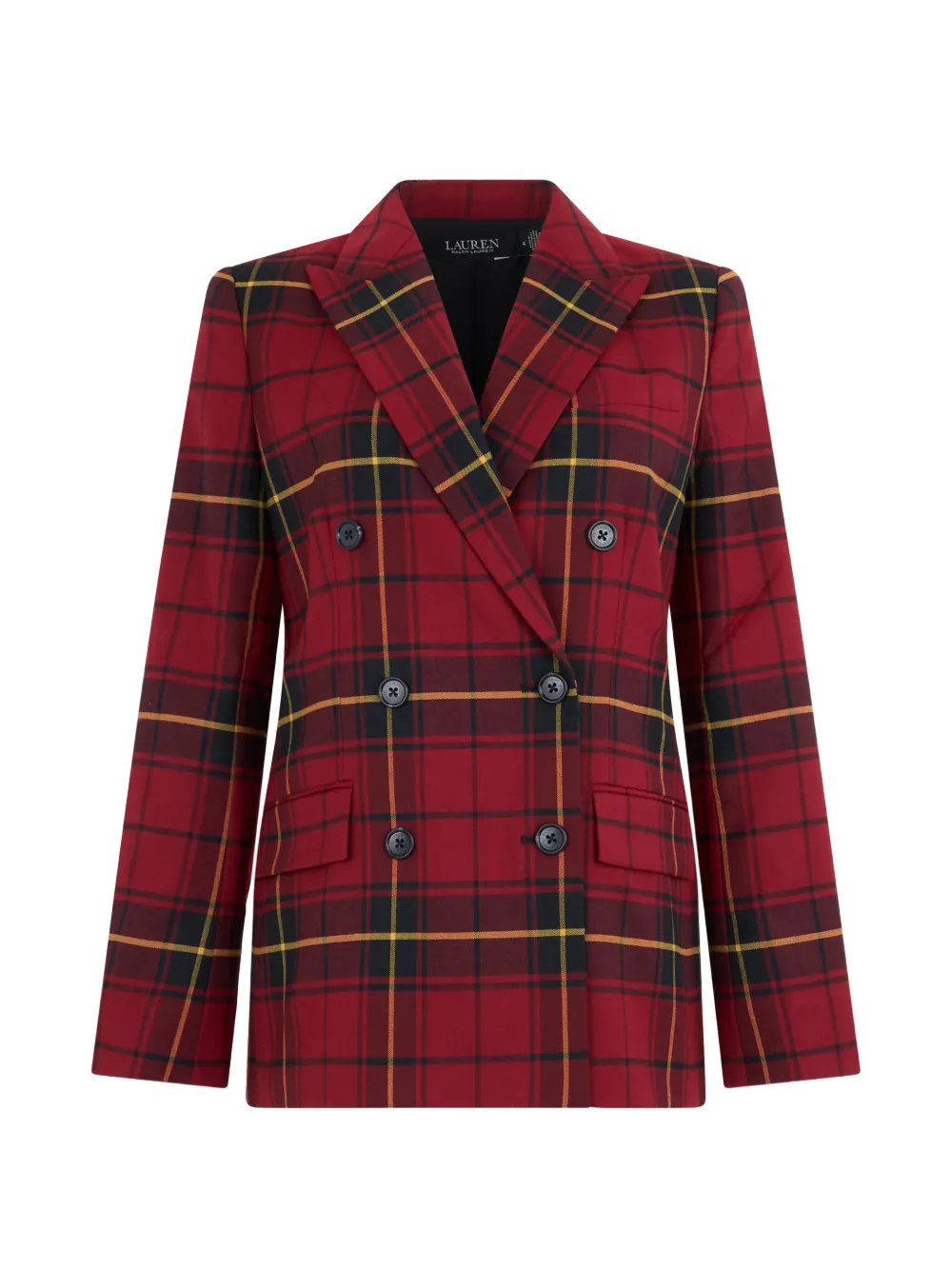 Ralph Lauren Plaid Double-breasted Blazer In Multi
